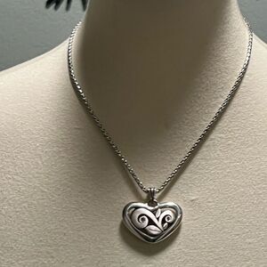 Brighton Silver Swirl Heart Necklace NWOT #BJNK